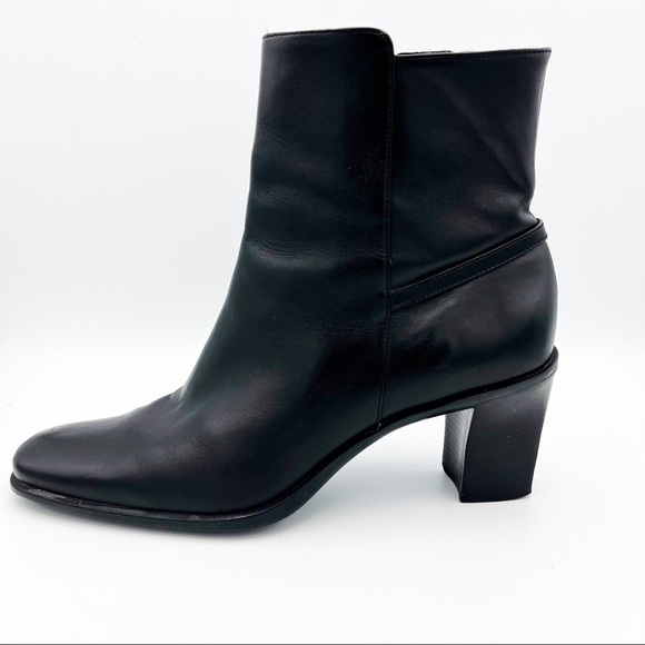 Cole Haan Block Heel Leather Square Toe Mid Calf Boots - Picture 1 of 11